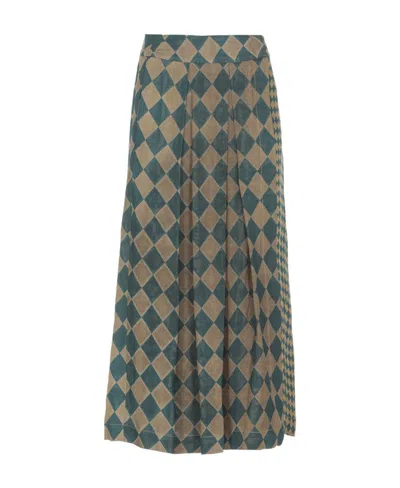 Uma Wang Color-matched Geometric Pattern Skirt In Green