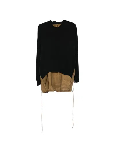 Uma Wang Contrasting-panel Sweater In Black