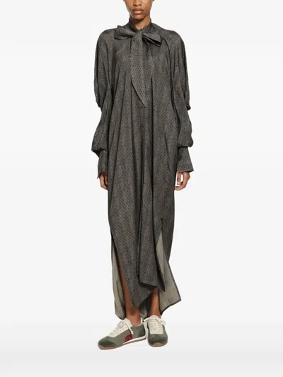 Uma Wang Corey Printed Pussy-bow Coat In Multi