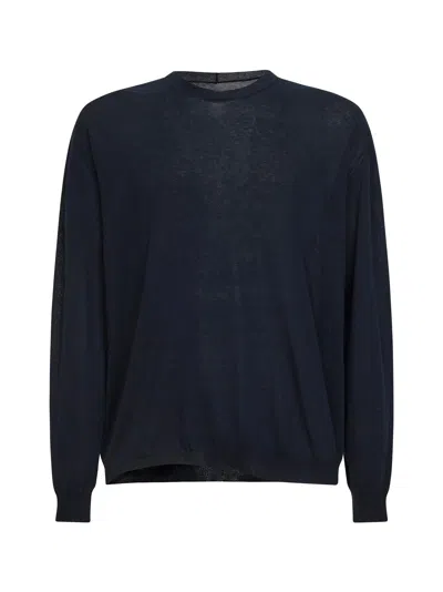 Uma Wang Cotton And Silk Blend Crewneck Sweater In Blue