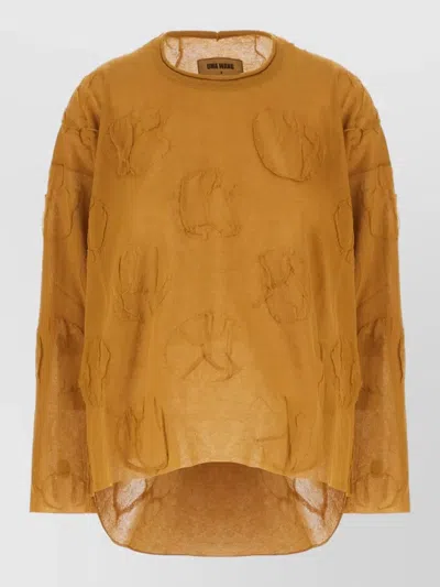 Uma Wang Cotton Blend Sweater Crew Neck Detail In Yellow