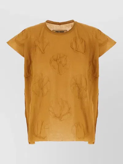 Uma Wang Cotton Blend Sweater Round Neck Back Detail In Brown
