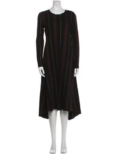 Pre-owned Uma Wang Crew Neck Long Dress In Black
