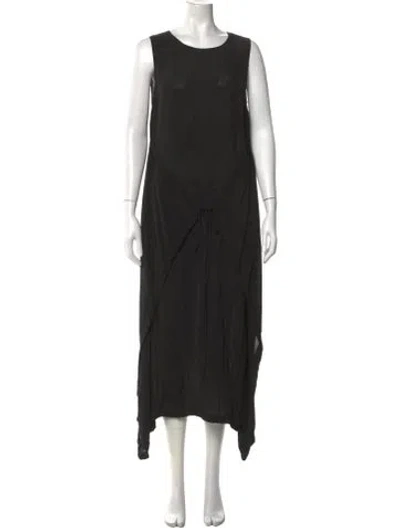 Pre-owned Uma Wang Crew Neck Long Dress In Black
