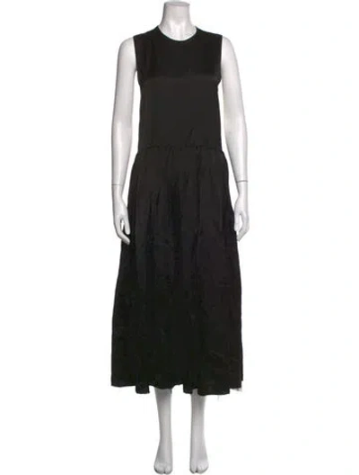 Pre-owned Uma Wang Crew Neck Long Dress In Black
