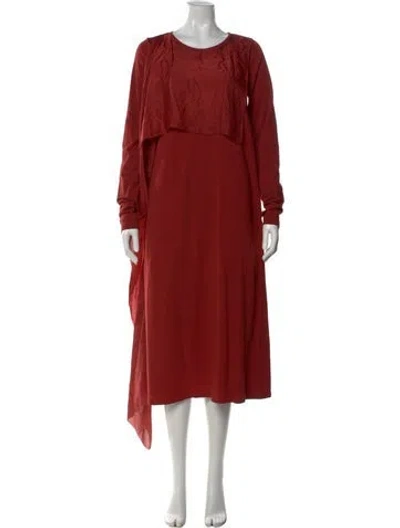 Pre-owned Uma Wang Crew Neck Long Dress In Red