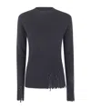 Uma Wang Ribbed Frayed-hem Sweater In Black