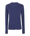 Uma Wang Ribbed Frayed Sweater In Blue
