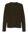 Uma Wang Ribbed Crewneck Knitwear Frayed Edges In Brown