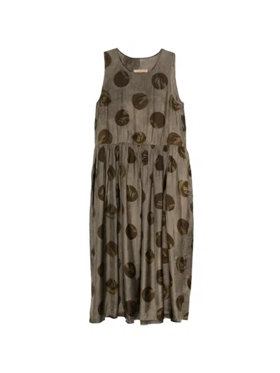 Uma Wang Ardal Midi Dress In Brown-gray Printed Moulay