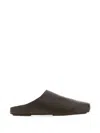 Uma Wang Crinkled Leather Slippers In Brown