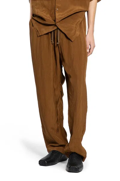 Uma Wang Crinkled Viscose Satin Drawstring Pants In Multi