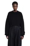 Uma Wang Cropped Ribbed Knit Sweater In Black