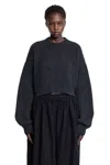 Uma Wang Cropped Ribbed Knit Sweater In Blue