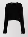 Uma Wang Cropped Ribbed Knitwear Top With Long Sleeves In Black