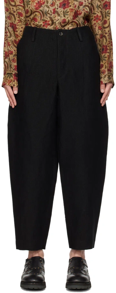 Uma Wang Cropped Tapered Trousers In Black