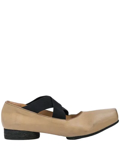 Uma Wang Cross Strap Ballerina Shoes In Brown