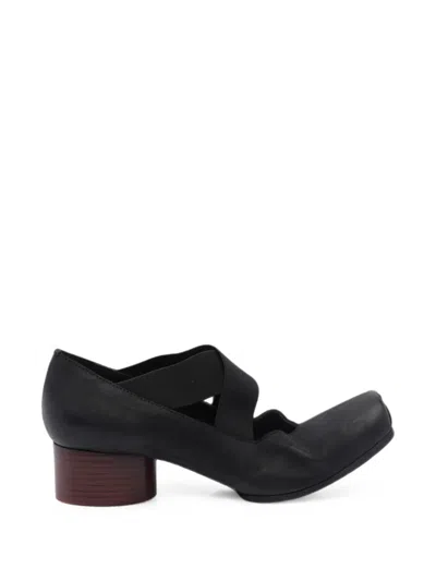 Uma Wang Crossover-strap Block-heel Ballet Flats In Black