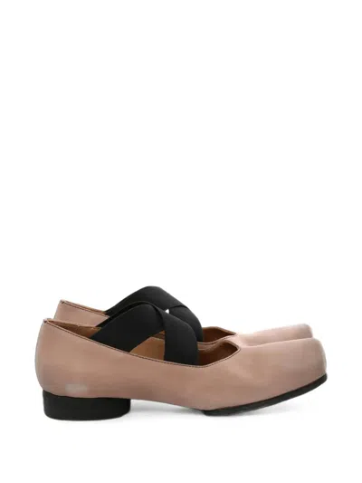 Uma Wang Crossover-strap Squared-toe Ballet Flats In Pink