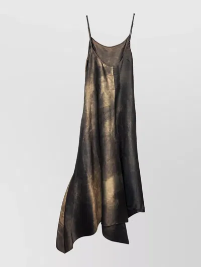 Uma Wang Cupro Midi Dress In Brown