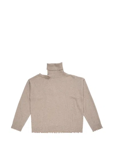 Uma Wang Cut-out Roll-neck Top In Neutral