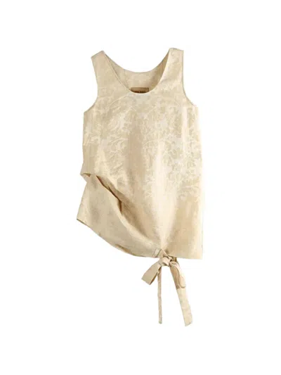 Uma Wang Damask-pattern Tie-fastening Top In Neutral