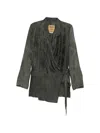 Uma Wang Damask-pattern Wrap Jacket In Gray