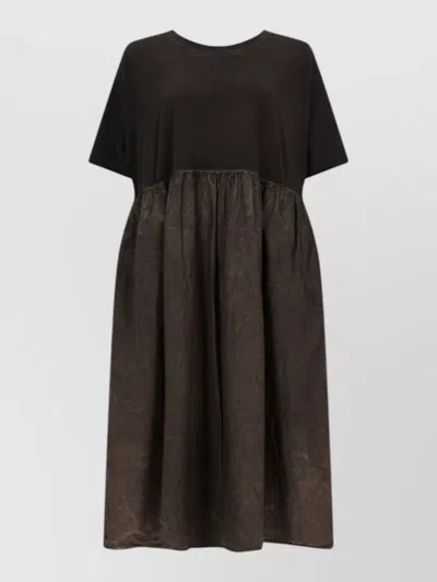 Uma Wang Dana Midi Dress Short Sleeves In Brown