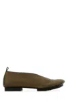 Uma Wang Olive Green Smooth Leather Ballet Shoes In Green