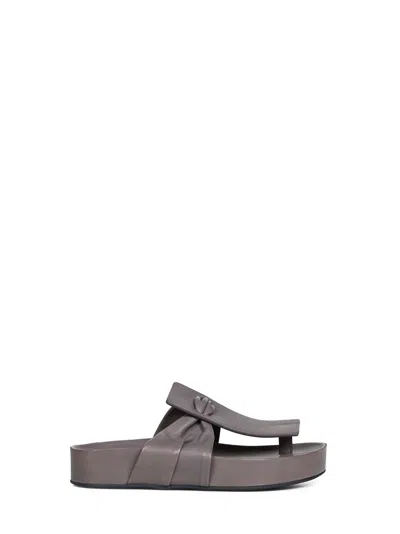 Uma Wang Dark Grey Leather Square Fussbett Sandals In Gray