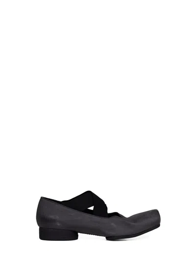 Uma Wang Dark Grey Nubuck Ballet Flats In Gray