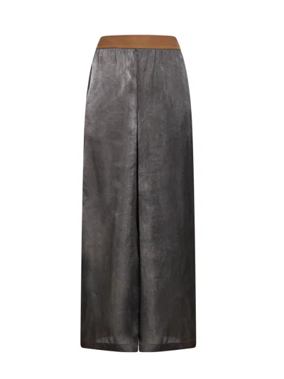 Uma Wang Dark Grey Washed-effect Cupro Pansy Wide-leg Trousers In Black