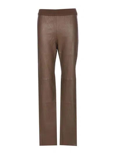 UMA WANG DARK OLIVE STRETCH LEATHER LEGGINGS