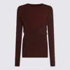 Uma Wang Omens Dark Red Twist Long-sleeves Stretch-woven Top In Red