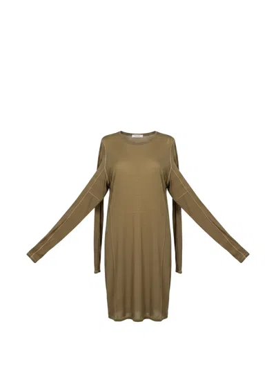 Uma Wang Debi Long-sleeve Mini Dress In Brown
