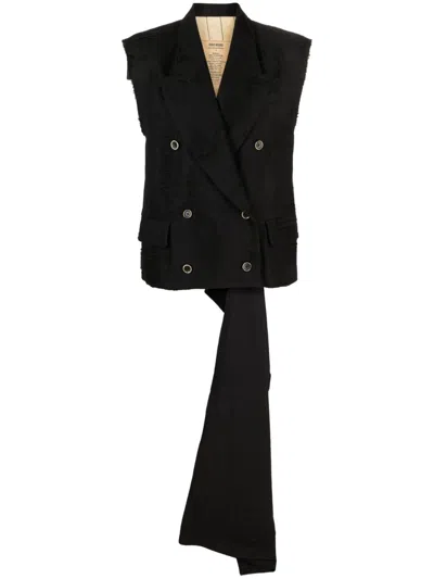 Uma Wang Deconstructed Backless Double-breasted Waistcoat In Black