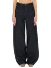 Uma Wang Wide Leg Denim Trousers Pockets In Black