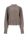 Uma Wang Destroyed Details Turtleneck Sweater In Brown