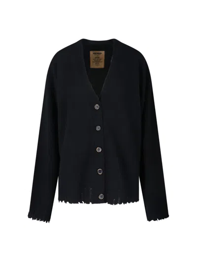 Uma Wang Destroyed Details Cardigan In Black