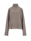 Uma Wang Destroyed Details Turtleneck Sweater In Brown