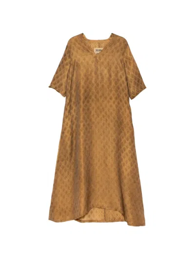Uma Wang Diamond Jacquarded Apostle Dress In Brown