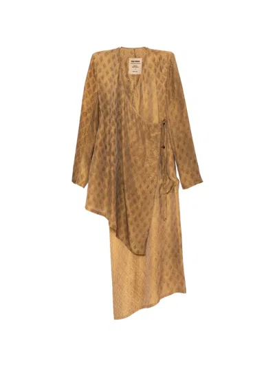 Uma Wang Diamond Jacquarded Kunto Warp Jacket In Brown