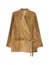Uma Wang Khloe Wrap Jacket Floral Pattern Pockets In Brown