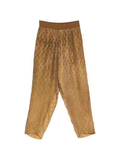 Uma Wang Diamond-pattern Trousers In Brown