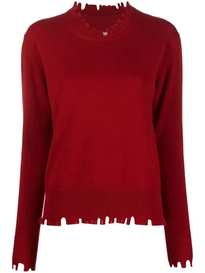 Uma Wang Distressed-edge Knit Jumper In Rot