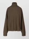 Uma Wang Omens Army Green Distressed High-neck Cashmere Jumper In Brown