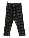 Uma Wang Distressed Plaid Trousers In Black