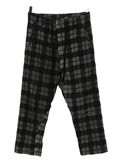 UMA WANG DISTRESSED PLAID TROUSERS