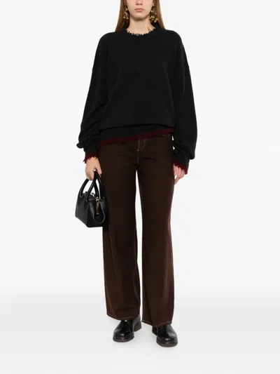 Uma Wang Distressed Slong-sleeve Sweater In Gray