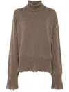 Uma Wang Destroyed Details Turtleneck Sweater In Brown